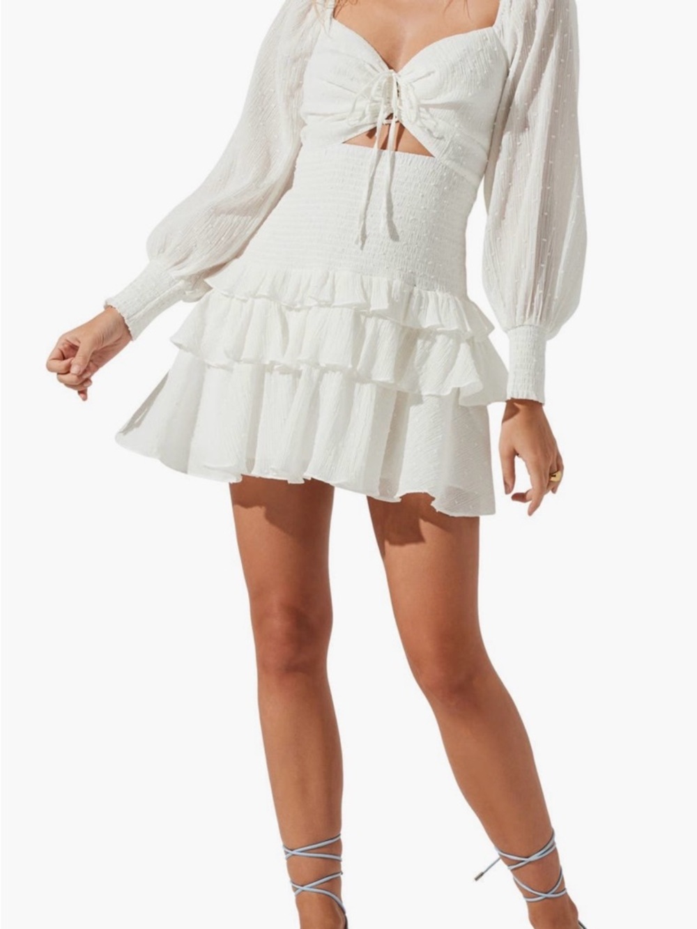 White Tiered Ruffle Mini Skirt